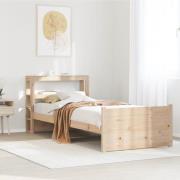 vidaXL Sängram med huvudgavel 90x200 cm massiv furu