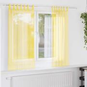 vidaXL Voile gardiner med öglor 2 st gul 140x140 cm