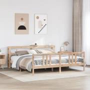vidaXL Sängram med huvudgavel 200x200 cm massiv furu