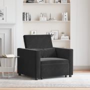 vidaXL 3-i-1 Enkel Sängsoffa Konvertibel Svart Sammet
