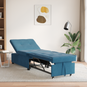 vidaXL Bäddsoffa 3-i-1 utdragbar design Blå sammet