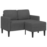 vidaXL 2-sitssoffa med schäslong L-formad mörkgrå 125 cm linne