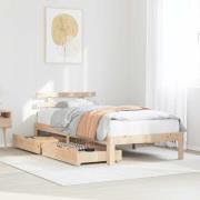 vidaXL Sängram med lådor 75x190 cm massivt furu
