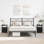 vidaXL Sängbord 2 st svart ek 34x35,5x50 cm parkett