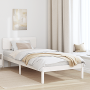 vidaXL sängram med gavel Vit 75x190 cm Massivt tallträ