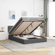 vidaXL Ottoman säng med madrass och LED-lampor mörkgrå 140x190 cm tyg