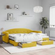 vidaXL Dagbädd utdragbar med lådor gul 80x200 cm sammet