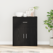 vidaXL Sideboard med låda med hylla med lagring med dörr Svart ek 60 x...