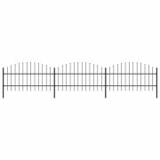 vidaXL Trädgårdsstaket med spjuttopp stål (0,75-1)x5,1 m svart