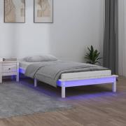 vidaXL Sängram LED vit 90x190 cm massivt trä