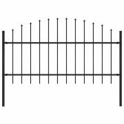 vidaXL Trädgårdsstaket med spjuttopp stål (1-1,25)x1,7 m svart