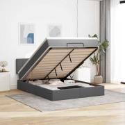 vidaXL Ottoman säng med madrass och LED-lampor mörkgrå 140x200 cm tyg