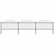 vidaXL Trädgårdsstaket med spjuttopp stål (1,25-1,5)x5,1 m svart