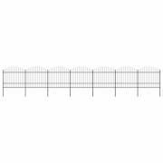 vidaXL Trädgårdsstaket med spjuttopp stål (1,5-1,75)x11,9 m svart