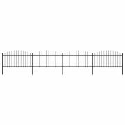 vidaXL Trädgårdsstaket med spjuttopp stål (1,25-1,5)x6,8 m svart