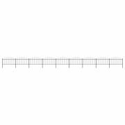 vidaXL Trädgårdsstaket med spjuttopp stål (1,25-1,5)x15,3 m svart