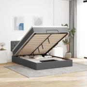 vidaXL Ottoman säng med madrass och LED-lampor mörkgrå 140x190 cm tyg