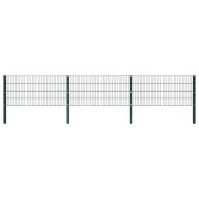 vidaXL Staketpanel med stolpar järn 522x80 cm grön