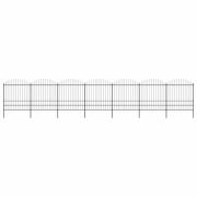 vidaXL Trädgårdsstaket med spjuttopp stål (1,75-2)x11,9 m svart