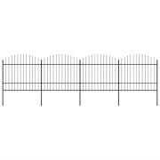 vidaXL Trädgårdsstaket med spjuttopp stål (1,5-1,75)x6,8 m svart