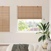vidaXL Rullgardin med gardiner Ljusbrun 140 x 160 cm Bambu