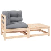 vidaXL Loungegrupp med dynor 2 delar massiv furu