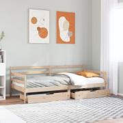 vidaXL Dagbädd med lådor 90x190 cm massiv furu