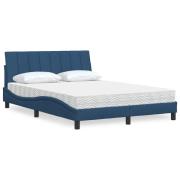 vidaXL Bed with Mattress "Hanko" Blue 140x190 cm Fabric