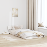 vidaXL Sängram med sängbord Vit 80x200cm Massivt trä