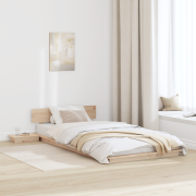 vidaXL Sängram med sängbord 75x190cm Massivträ