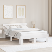 vidaXL Sängram med huvudgavel Vit 160x200 cm Massivt Tallträ