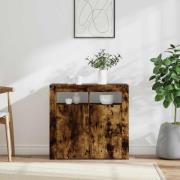vidaXL Skänk med LED-belysning rökfärgad ek 80x35x75 cm