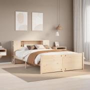 vidaXL Säng med bokhylla utan madrass 135x190cm massiv furu