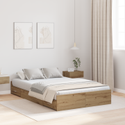 vidaXL Förvaringssängram med låda artisan ek 120 x 190 cm Melaminboard