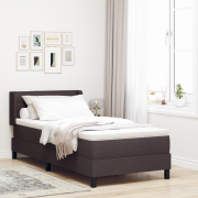 vidaXL Bäddfjäder med huvudgavel Mörkbrun 90 x 200 cm Tyg och skum