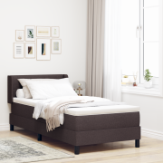 vidaXL Bäddfjäder med huvudgavel Mörkbrun 90 x 200 cm Tyg och skum
