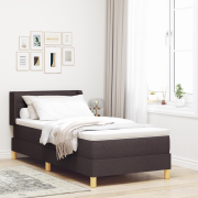 vidaXL Bäddfjäder med huvudgavel Mörkbrun och vit 90 x 200 cm tyg
