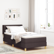 vidaXL Bäddfjäder med huvudgavel Mörkbrun och Vit 100 x 200 cm tyg
