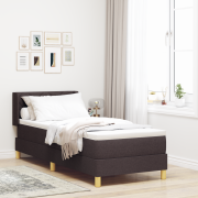 vidaXL Bäddfjäder med huvudgavel Mörkbrun och Vit 80 x 200 cm tyg