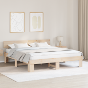 vidaXL Sängram med huvudgavel Brun 200 x 200 cm Massiv furu