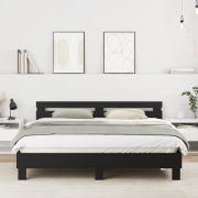 vidaXL Sängram Svart Ek 180 x 200 cm Ingenjörsträ och Spånskiva