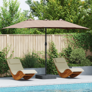 vidaXL Trädgårdsparasol Taupe 385 x 209 x 244 cm tyg