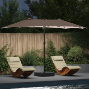 vidaXL Trädgårdsparasol Taupe 385 x 209 x 244 cm tyg