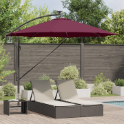 vidaXL Cantilever bananparasol med lås Vinröd 294 x 294 x 248 cm