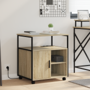 vidaXL Kontorsskåp med hjul Sonoma ek 61 x 46 x 67 cm Konstruerat trä