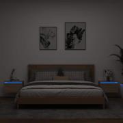 vidaXL Väggmonterade sängbord med LED-lampor 2 st sonoma-ek