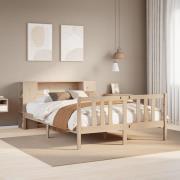 vidaXL Säng med bokhylla utan madrass 135x190cm massiv furu