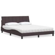 vidaXL Bed with Mattress "Hanko" Dark Brown 160x200 cm Fabric