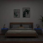 vidaXL Väggmonterade sängbord med LED-lampor 2 st svart