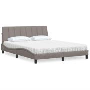 vidaXL Bed with Mattress "Hanko" Taupe 160x200 cm Fabric
